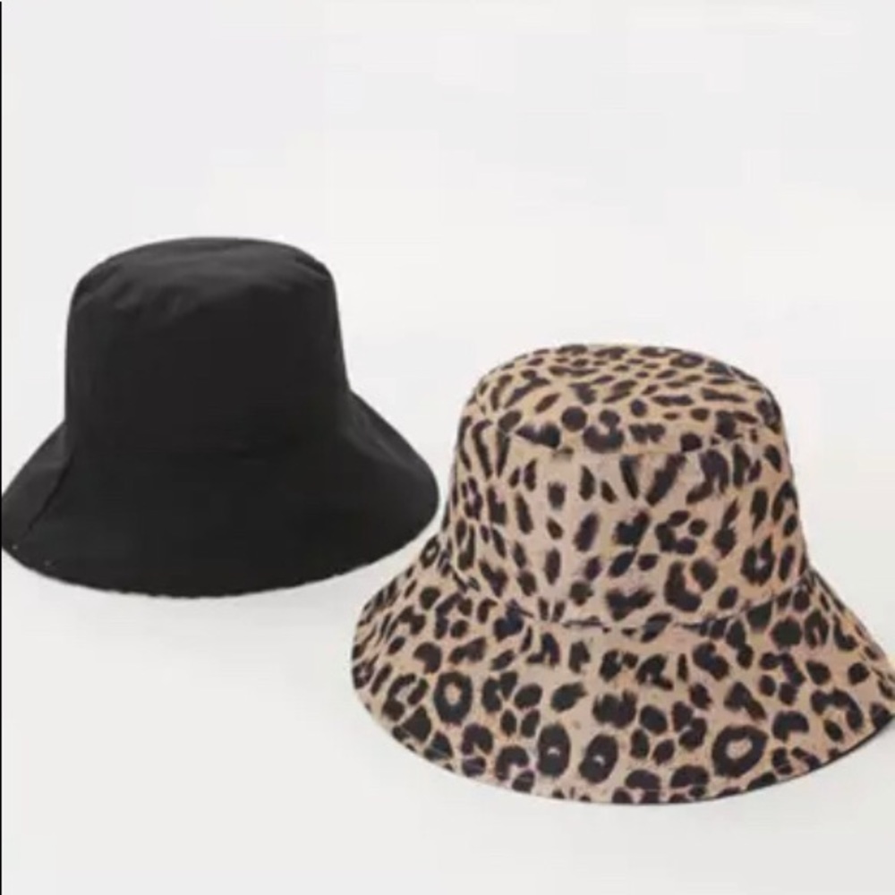 Bucket Hat, Leopard/Black (Reversible)